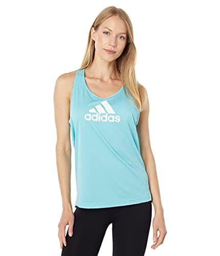 Image of adidas Women's Standard AEROREADY Designed 2 Move Logo Sport Tank Top, Mint Tone/White, Large