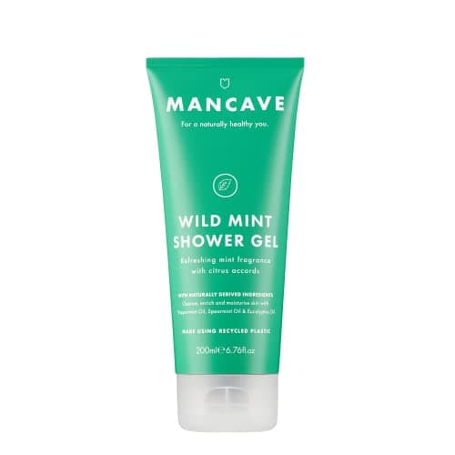 Image of ManCave Wild Mint Mens Shower Gel, 200 ml, Body Wash, Natural Ingredients, Vegan, Eco-Conscious and Cruelty-Free, Energising Shower Gel for Men with Lemon, Peppermint, Eucalyptus, Body Wash for Men