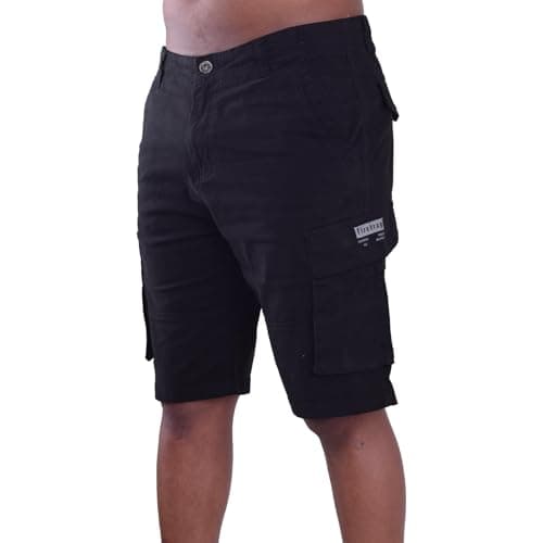 Image of Firetrap Mens Cargo Chino Shorts – Lightweight Summer Casual Combat Shorts with Multi Pockets for Travel, Hiking, Beach, or Daily Wear Black 32