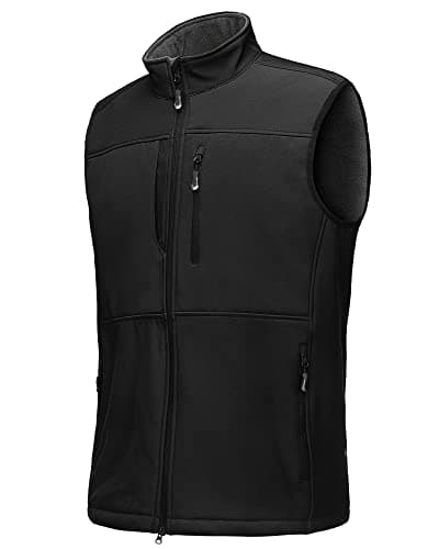 Image of 33,000ft Mens Softshell Gilet Activewear Vests Windproof Fleece Lined Outerwear Zipped Pockets Sleeveless Softshell Jacket for Leisure, Golf, Travelling Black 4XL