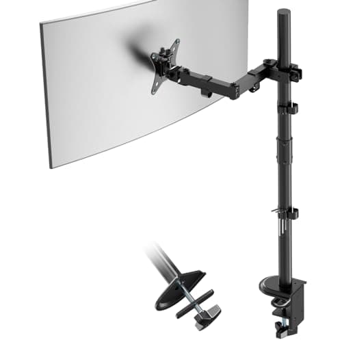 Image of PUTORSEN 31.5'' Extra Tall Single Monitor Arm Desk Mount, Fully Adjustable Monitor Mount for Most 13-35 Inch LCD Screens, Holds up to 19.8lbs, Two Mounting Options, Cable Clips, Black