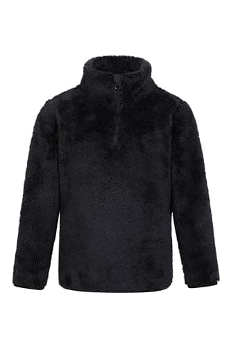 Image of Mountain Warehouse Teddy Kids Unisex Half-Zip Fleece - Lightweight Breathable, Warm & Cosy, Sweatshirt For Boys & Girls - Best for Spring Summer & Outdoors Black Kids Size 11-12 Years