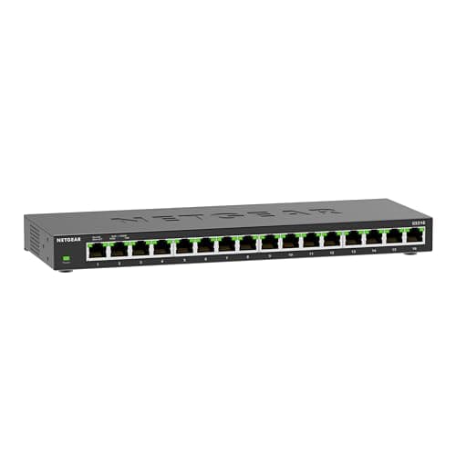 Image of Netgear | 16 Port Gigabit Network Switch | GS316 | Unmanaged Ethernet Switch | Ethernet Splitter Desktop, Wall, or Rackmount | Silent Operation | Plug & Play