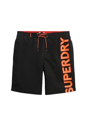 Image of Superdry Classic 19" Logo Boardshorts (UK, Alpha, L, Regular, Regular, Black)
