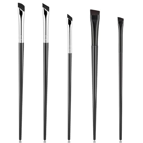 Image of 5 Pack Eyebrow Brush and Eyeliner Brush Set – Ultra-Thin Slanted Brow Brush and Flat Angle Eye Brow Brush for Precise Makeup and Concealer Application