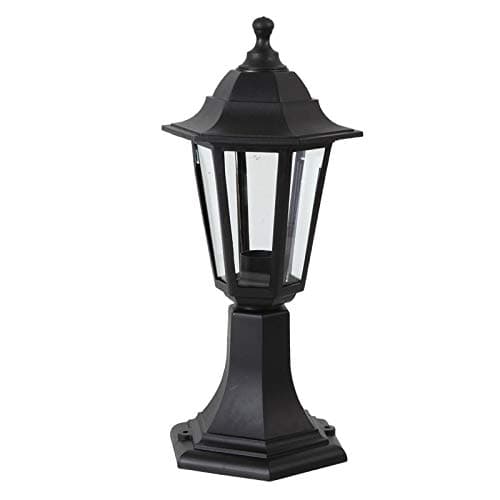 Image of Ex-Pro Traditional Style IP44 Rated Black Outdoor Garden Post Top Lamp Lantern Light, E27 Fitting - 1 Pack