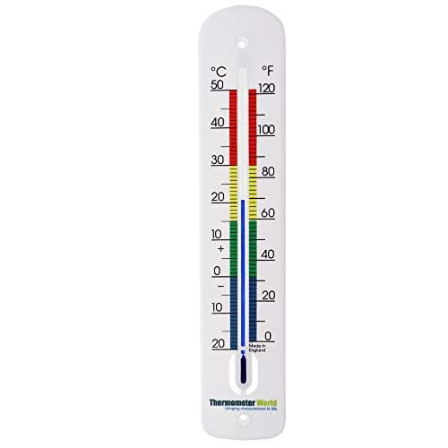 Image of Large Outdoor Thermometer - 380 mm Garden Thermometer Outdoor for Use in Garden Greenhouse Patio Sun Terrace Shed Allotment Wall Classic Indoor Outside Temperature Gauge (Multi Coloured)