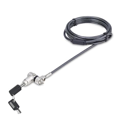Image of StarTech.com 3-in-1 Universal Laptop Lock 6.6ft (2m), Master Keyed Security Cable, Compatible With Noble Wedge/Nano/K-Slot