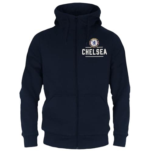 Image of Chelsea Official Football Gift Mens Fleece Zip Hoody Navy Medium