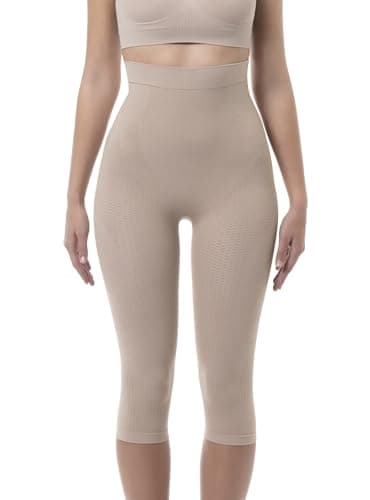 Image of Farmacell 323 (Nude, S/M) Shapewear Capri Leggings for Women, Tummy Control, Bum Lift & Anti-Cellulite Massage, Made in Italy