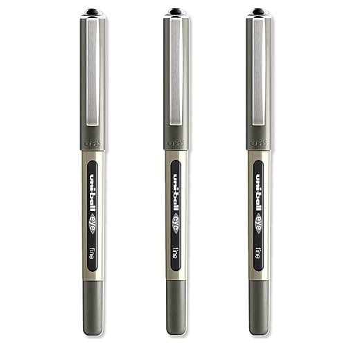 Image of Set of 3 Rollerball Pens – Plain Ball – Black