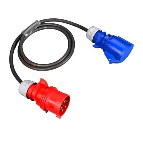 Image of 32Amp 5Pin Plug to 32Amp 3Pin Socket 1Metre | HeavyDuty 415V to 230V Adaptor