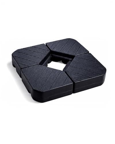 Image of KEPLIN Square Plastic Cantilever Parasol Base 4 Piece Set - Fillable Water & Sand Weighted Up to 100kg Garden Umbrella Base, HDPE Heavy Duty Parasol Weights, Outdoor Patio Terrace Use, 81 x 26 x 40cm