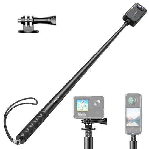 Image of VYVIYON 130cm Invisible Selfie StickInvisible Selfie Stick,1/4" Extended Monopod Pole with Adapter Compatiable with Insta360 Sports Camera and DJI Action Camera Wrist Strap Included