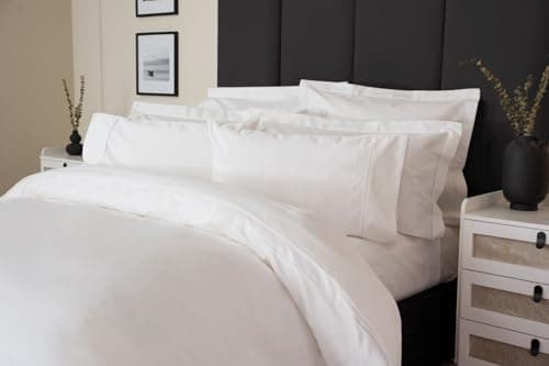 Image of Belledorm 1200 Thread Count 100% Egyptian Cotton Duvet Cover Set in White Double Bed Size