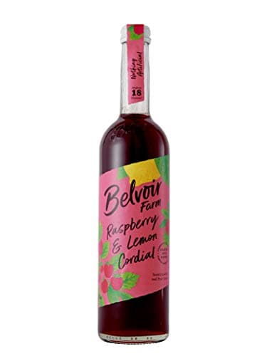 Image of Belvoir Farm Raspberry & Lemon Cordial - Real Pressed Raspberries | Freshly Squeezed Lemon Juice | Traditional Family Recipe | 100% Natural Ingredients | Suitable for Vegetarians - 6 x 500ml Bottles