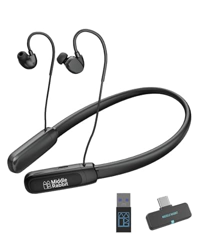 Image of Middle Rabbit Rampage 2 Gaming Earbuds with 2.4G USB Dongle, 20ms Low Latency, Wireless Bluetooth Neckband Headphones for Work & Play, Mic, 32H Playtime, Around-the-Neck, for PS5/PC/Laptop