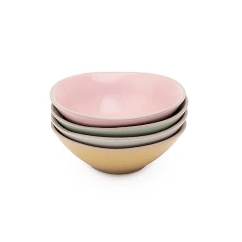 Image of Jamie Oliver Big Love Little Bowls, Mixed Colours, Set of 4, 13.5cm Raw Stoneware Nibble Bowls, Perfect for Snacks, Tapas and Appetisers, Dinnerware, Dishwasher, Microwave, Oven Safe, Gift Boxed