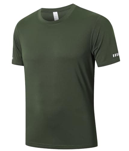 Image of LUWELL PRO 1 Pack Mens T Shirts Gym Tops for Men UK Running Shirts Quick Dry Sport Clothes Moisture Wicking Athletic Shirt Breathable Short Sleeve Work Tshirts (YF-UK-T5050-Green-XL)