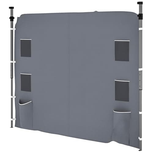 Image of Outsunny Gazebo Side Panel, Canopy Sidewall Panel with 4 Mesh Bags and 2 Storage Pockets for 3 x 3 m Straight Leg Pop Up Gazebos, 1 Pack Sidewall Only, Grey