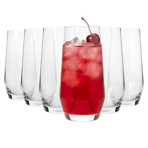 Image of Argon Tableware Soho Crystal Highball Glasses 375ml - Pack of 6, Lead-Free Crystal Tall Drinking Glass Set, Modern Angular Design, Thick Base, Gift Boxed Glassware for Cocktails & Home Bar