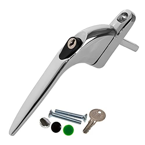 Image of Chrome Yale UPVC Window Handle Inline Double Glazing Universal Key Locking Espag - 40mm Spindle