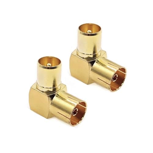 Image of JZK 2PCS TV Aerial PAL Male to Female Coaxial Connector Adapter, Gold-Plated 90-Degree Right Angled Television Aerial Adaptor for Antenna, Satellite Cable, TV Cable, DVB-T, DVB-T2 HD