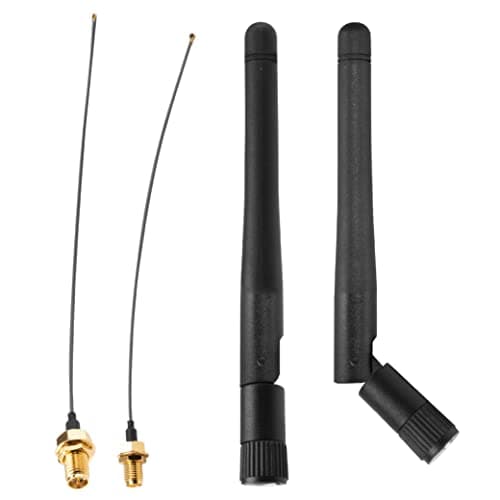 Image of Akasa 2dBi Omni-Directional Tri-Band Wi-Fi Antenna + 15cm I-PEX MHF4L to RP-SMA Female Pigtail Cable, Designed for Wireless network devices, PC Desktop, IP camera, 2 Pcs, A-ATBN-01