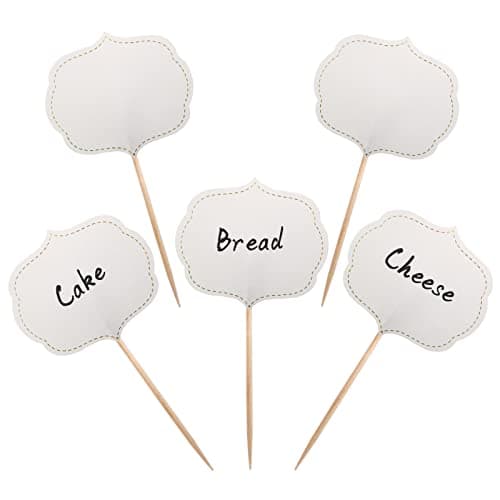 Image of BLUE TOP 50 Pieces Cupcake Picks Blank Toothpick Flags Cake Toppers Cheese Markers Buffet Labels for Charcuterie Board Food Tags Toothpick Signs,Wedding,Birthday Party and Dinner Decorations Supplies.