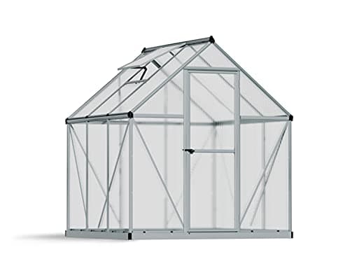Image of Palram Canopia Mythos 6x6 Silver Greenhouse -TwinWall Polycarbonate, Aluminum Frame, Base Included