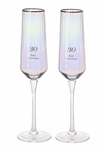Image of Widdop and Co Amore by Juliana Set of 2 Flute Rippled Glasses in Gift Box - (30th Anniversary)