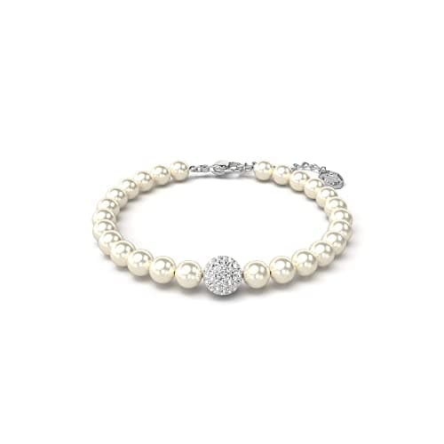 Image of Swarovski Remix Bracelet, Crystal Pearls and White Pavé Crystals on a Rhodium Plated Chain, from the Remix Collection