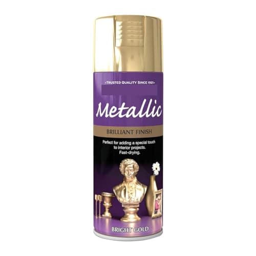 Image of Brilliant Finish Metallic Spray Paint 400ml - Bright Gold - Advanced Formulation Provides Lasting Lustre - Gold, Silver, Copper and Chrome Finishes - Excellent Coverage, Hiding and Colour Retention