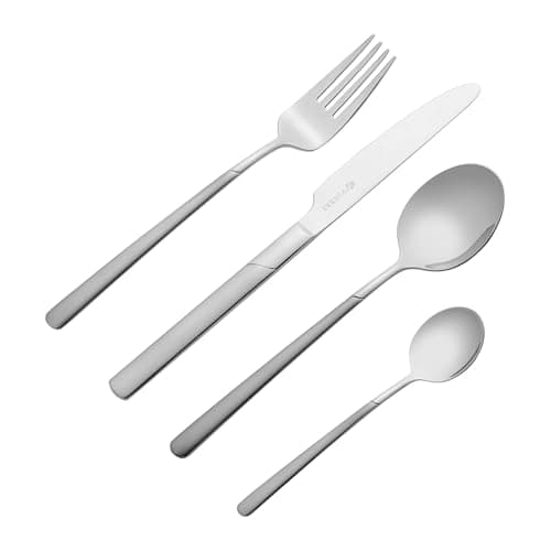 Image of Viners Atlanta 16 Piece Cutlery Set | 18/0 Stainless Steel | Brushed Satin Finish Handle | Serves 4 | Dishwasher Safe