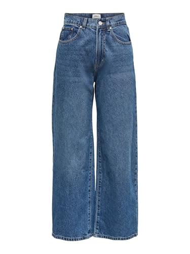 Image of ONLY Women's Onlhope Ex Hw Wide Dnm Add465 Noos Jeans, Medium Blue Denim, 30W 32L UK