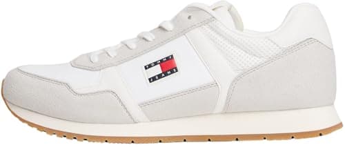 Image of Tommy Jeans Men’s Casual Low Top Runner Trainers, White (Ecru), 10