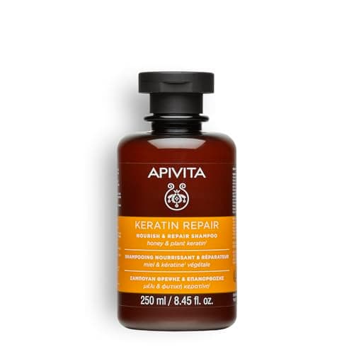 Image of Apivita Keratin Repair Nourishing and Repairing Shampoo for Dry Damaged Hair 250ml - Natural Sulfate-Free Shampoo with Honey and Plant Keratin - Hair Breakage and Split-ends Prevention, Frizz-Control