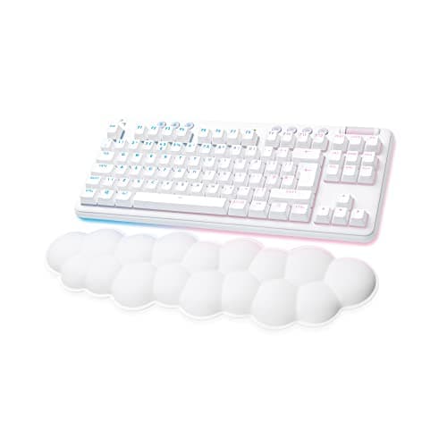 Image of Logitech G G715 Wireless Mechanical Gaming Keyboard with LIGHTSYNC RGB Lighting, LIGHTSPEED, Tactile Switches (GX Brown) and Keyboard Palm Rest, PC and Mac Compatible, QWERTY UK English Layout - White