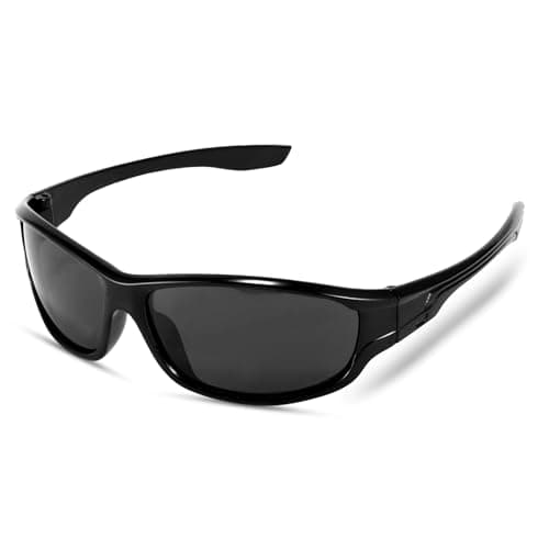Image of Ulsam Men's Polarised Sunglasses - UV400 Protection, Matte Black Wrap Around, Classic Retro Style, Ultra-light for Driving, Cycling & Fishing