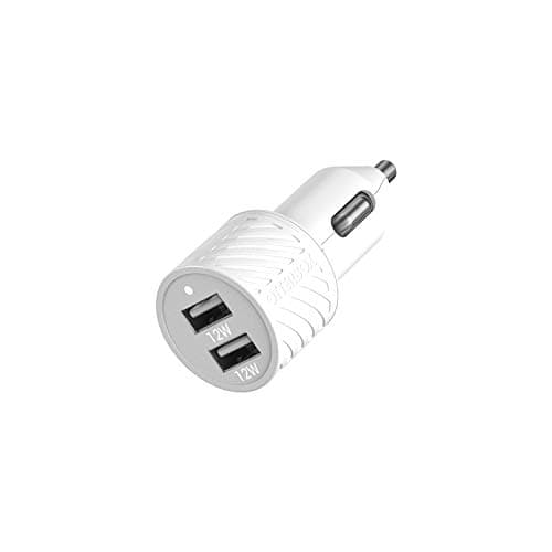 Image of OtterBox Dual Port Car Charger 24W, USB-A 12W + USB-A 12W, Car Charger for Smartphone and Tablet, Drop Tested, Rugged, Ultra Durable, White