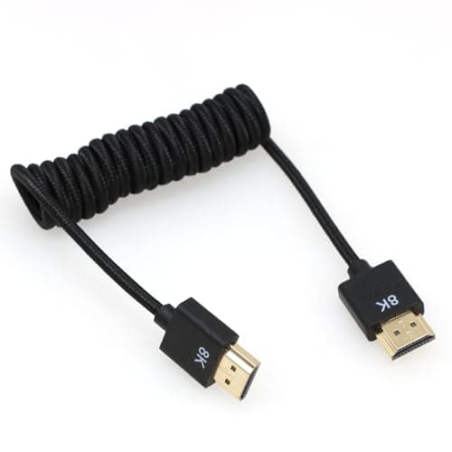 Image of DRRI 8K HDMI to HDMI 2.1 Ultra High-Speed Braided Coiled Cable for Z Cam Camera to Atomos Ninja V / BM5 Monitors