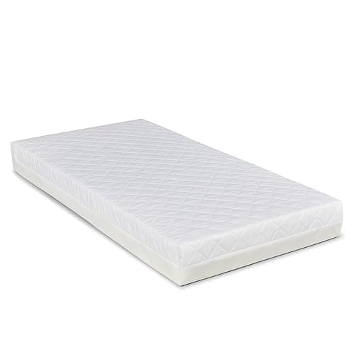 Image of Ickle Bubba Premium Sprung Cot Mattress – Firm Spring Core for Lasting Support, Quilted Hypoallergenic Cover, Waterproof PVC Sleeve, Breathable & Machine Washable (100x50cm)