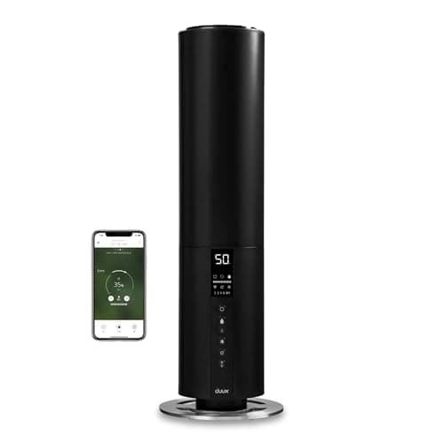 Image of Duux Beam 2 Quiet Air Humidifier - Ultrasonic Humidifiers for Home/Bedroom - Steam Generation 350ml/h, 25 Hours Use - Built-in Remote Control (Black)