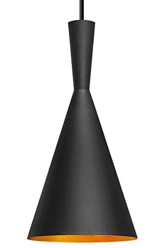 Image of Long Life Lamp Company Black Metal Slim Funnel Pendant Ceiling Light Shade Modern Gold Style Inlay Hanging Over Kitchen Island Dining Table M0205