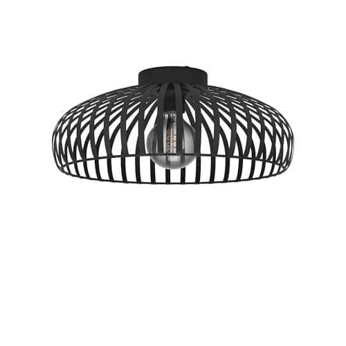 Image of Eglo Ceiling Light Fixture Mogano 3, Flush-Mount Ceiling lamp in Monochrome Design, Black Metal Living Room and Hallway Lighting, E27 Socket, Ø 17 in