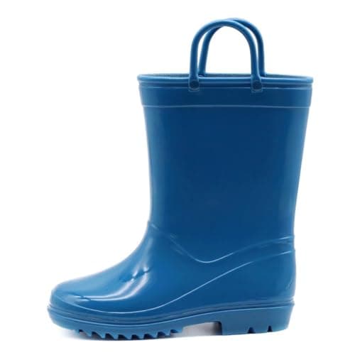 Image of EUXTERPA Kids Wellies Boys Girls Waterproof Wellington Boots, Toddler Child Solid Navy Blue Welly Boots for Outdoor Size 9