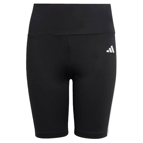 Image of adidas Girl's Train Essentials AEROREADY 3-Stripes Training Biker Tights, black/white, 7-8 Years