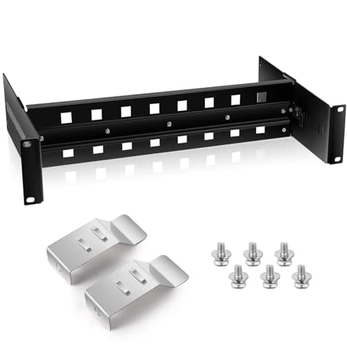 Image of Yaocom 1 Pcs 19 Inch Rack Mount DIN Rail Kit Aluminum Alloy Adjustable Rack Mount Rails Bracket for Industrial Media Converters Ethernet Switches Supplies DIN Products (Black)