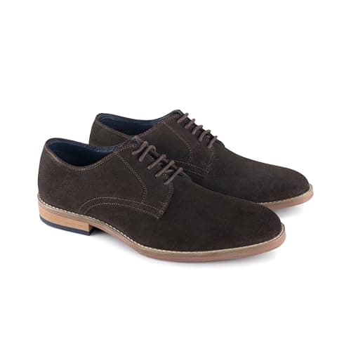 Image of Catesby James Suede Derby Mens Shoes Lightweight Comfort Padded Formal Shoes for Men, Brown, UK 9