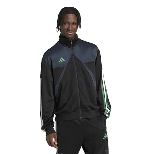 Image of adidas Men's House of Tiro Nations Pack Track Top Outerwear Jacket, Black/Dark Grey/Collegiate Green, XXL